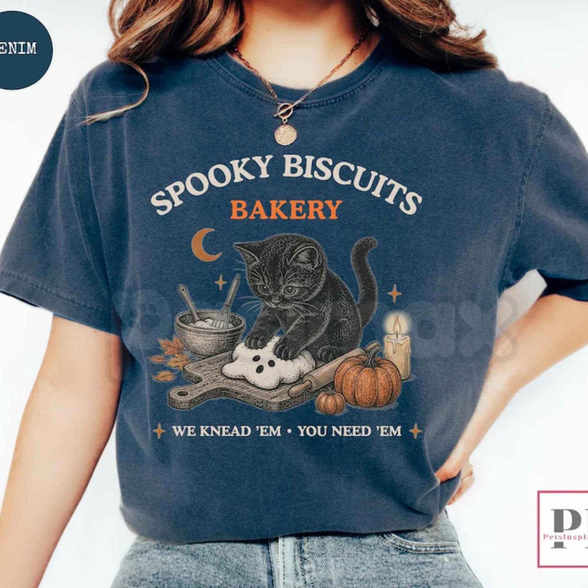 Comfort Colors® Spooky Biscuits Bakery T-Shirt – Black Cat Halloween Graphic Tee, Retro Baking Cat Unisex Top & Gift-Pasimax