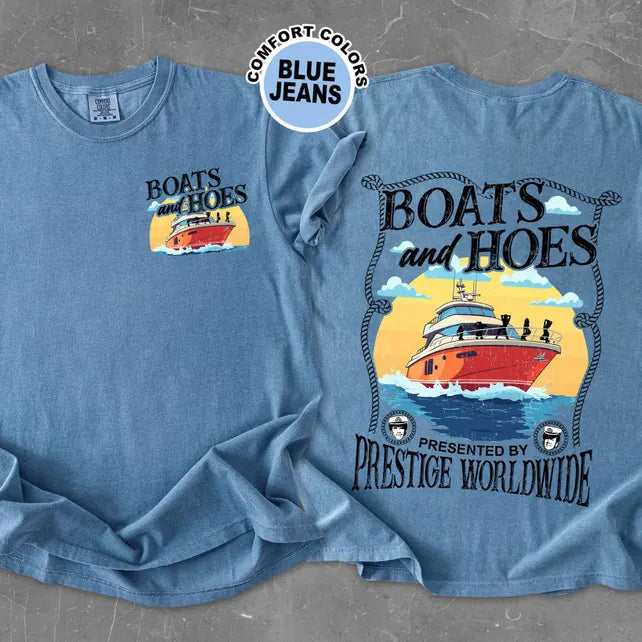 Comfort Colors® Step Brothers "Boats 'N Hoes" T-Shirt – Retro Prestige Worldwide Movie Tee, Funny Brennan & Dale Summer Graphic Shirt, Iconic Comedy Fan Gift