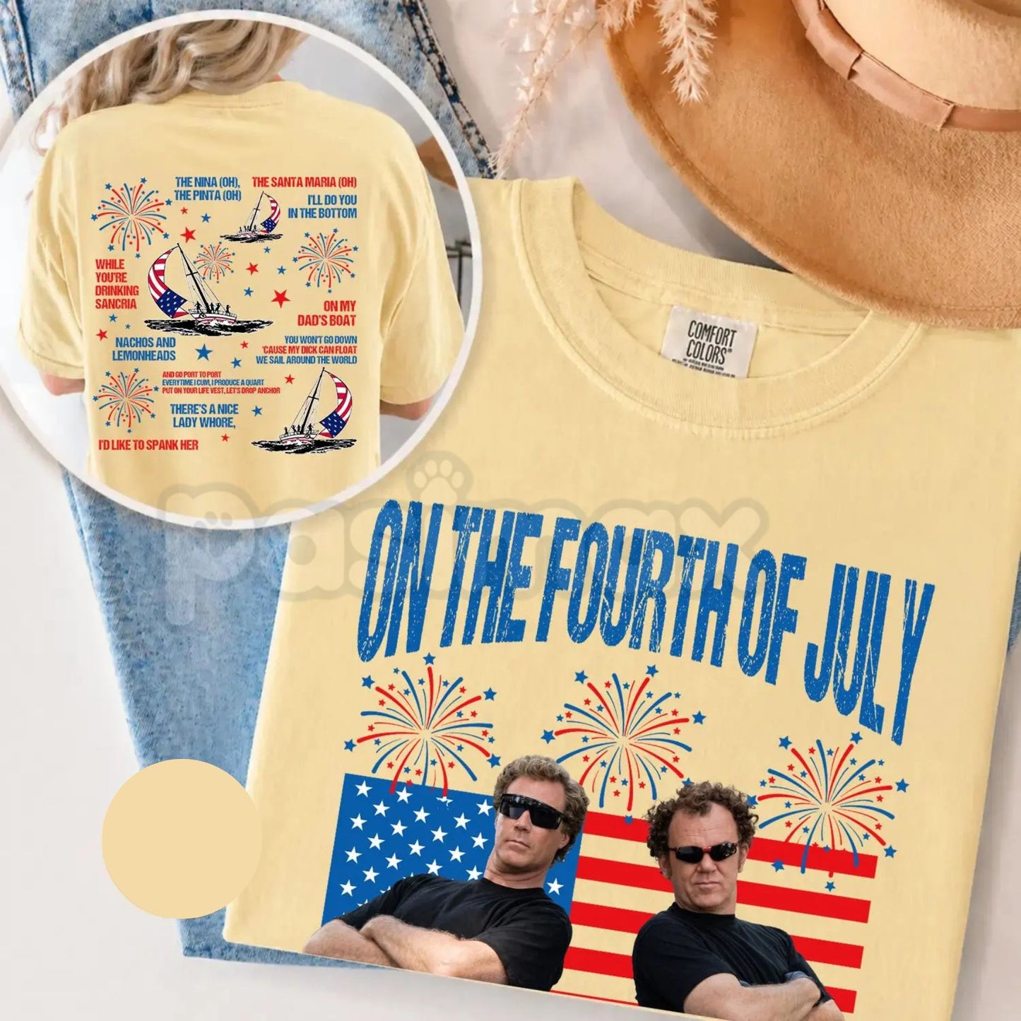 Comfort Colors® Step Brothers "Boats 'N Hoes" T-Shirt – Vintage Retro Summer Movie Shirt, Funny Prestige Worldwide Graphic Tee, Iconic Gift for Him-Pasimax