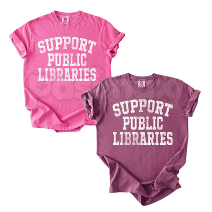 Comfort Colors® Support Public Libraries T-Shirt – Vintage Librarian Graphic Tee, Book Lover & Bibliophile Unisex Top & Gift-Pasimax