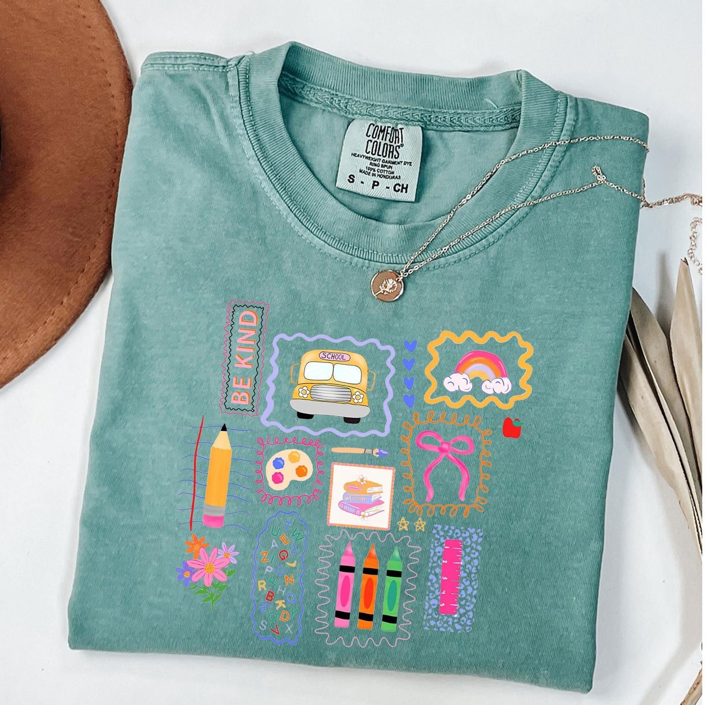 Comfort Colors Teacher Life T-shirt, Soft Garment-Dyed Back to School Tee, Trendy Doodle School Shirt, Cute Teacher Gift-Pasimax