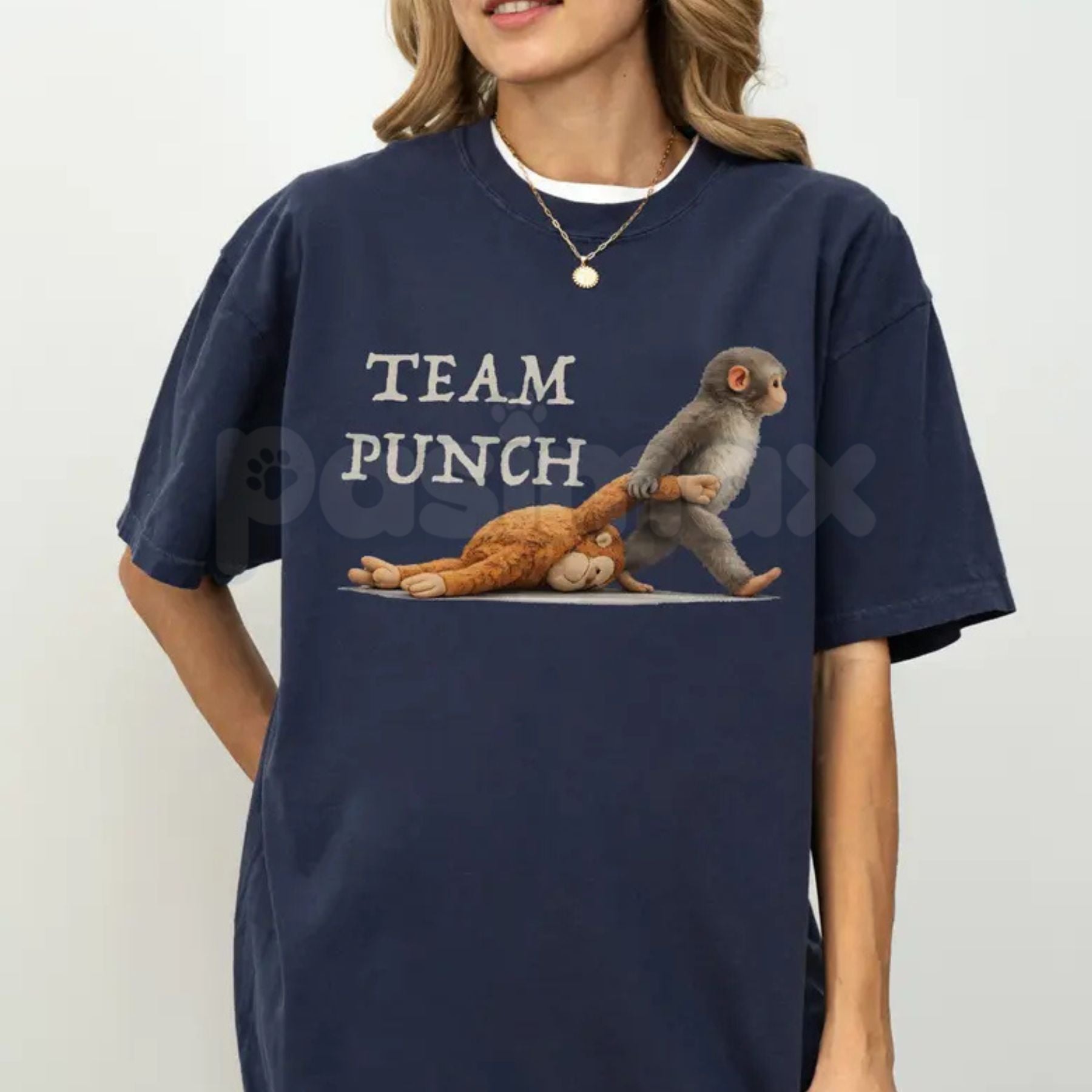 Comfort Colors® Team Punch Monkey T-Shirt – Viral Baby Monkey Fan Club Graphic Tee, Cute Animal Meme Shirt, Wholesome Social Media Trend Top-Pasimax