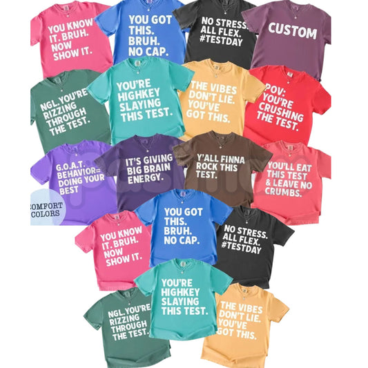 Comfort Colors® Test Day T-Shirt – Matching State Testing Graphic Tee, Retro Teacher Team T-Shirts, Aesthetic School Testing Season Outfit-Pasimax