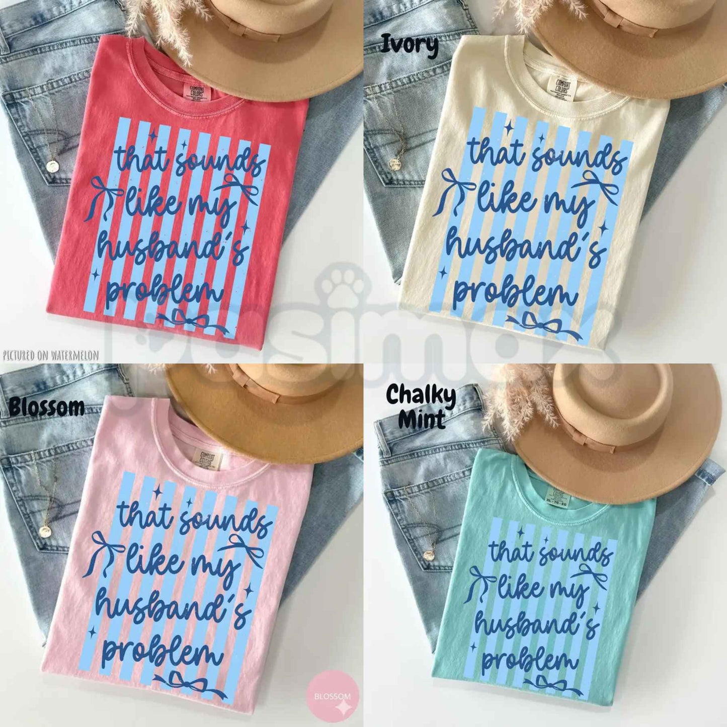 Comfort Colors® "That Sounds Like My Husband's Problem" T-Shirt – Funny Sassy Wife Graphic Tee, Retro Aesthetic Sarcastic Marriage Humor Unisex Top-Pasimax