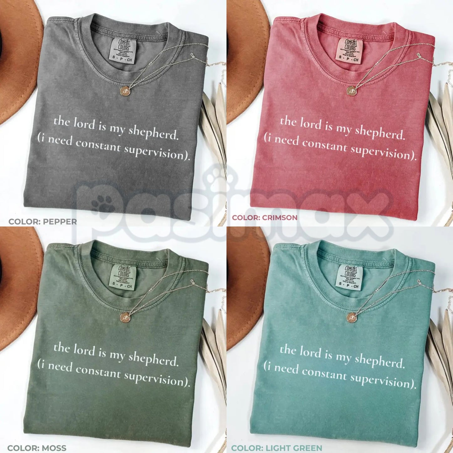 Comfort Colors® "The Lord Is My Shepherd I Need Constant Supervision" T-Shirt – Funny Christian Humor Graphic Tee, Sarcastic Faith Based Top, Cute Religious Quote Shirt-Pasimax