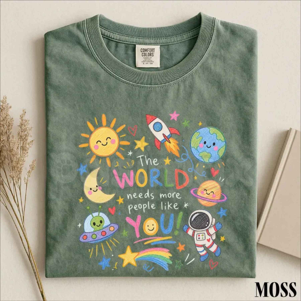 Comfort Colors® The World Needs More People Like You T-Shirt – Kindness Space Graphic Tee, Retro Teacher & Friend Unisex Top & Gift-Pasimax