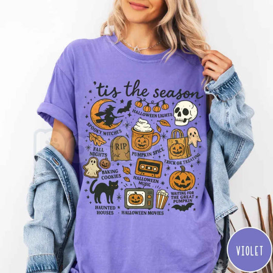 Comfort Colors® "Tis' the Season" Halloween T-Shirt – Vintage Retro Spooky Aesthetic Graphic Tee, Women's Fall Holiday Unisex Top-Pasimax