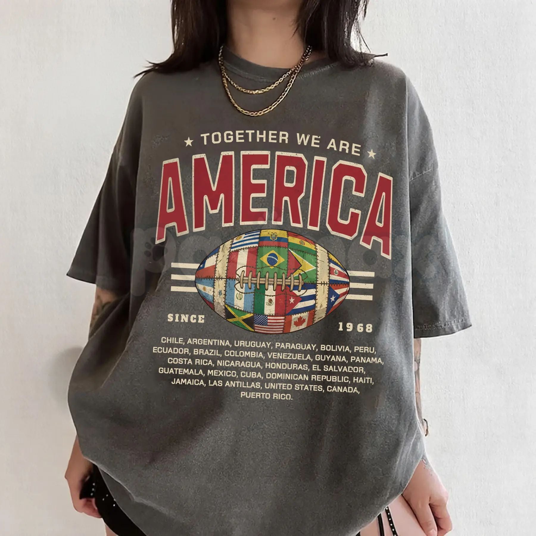 Comfort Colors® Together We Are America T-Shirt – American Football Game Day Tee, Patriotic Sports Graphic Shirt, Team Unity USA Football Top-Pasimax