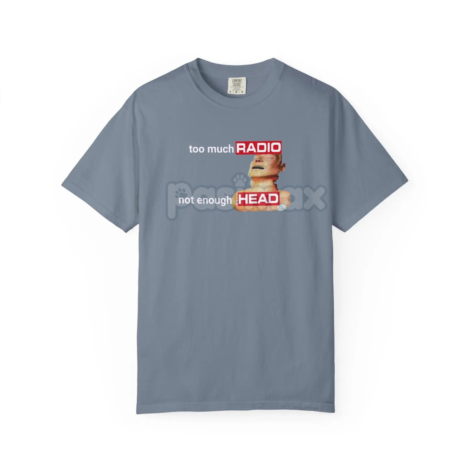 Comfort Colors 'Too Much Radio, Not Enough Head' Shirt – Vintage Audio Critic Tee, Classic Rock Nostalgia, Authentic Music Fan Gift-Pasimax