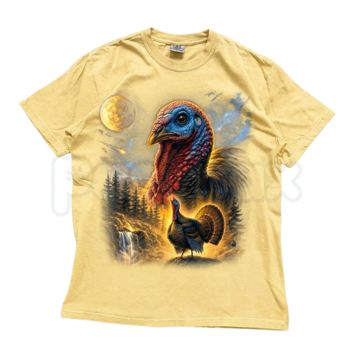 Comfort Colors® Turkey Howling to the Moon T-Shirt – Retro Funny Wolf Meme Graphic Tee, Thanksgiving Holiday Unisex Top & Gift-Pasimax
