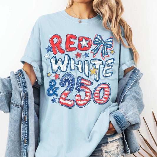 Comfort Colors® USA 250th Anniversary T-Shirt – Red, White, and 250 Tee, Semiquincentennial American Flag Shirt, Vintage 4th of July Graphic Top-Pasimax