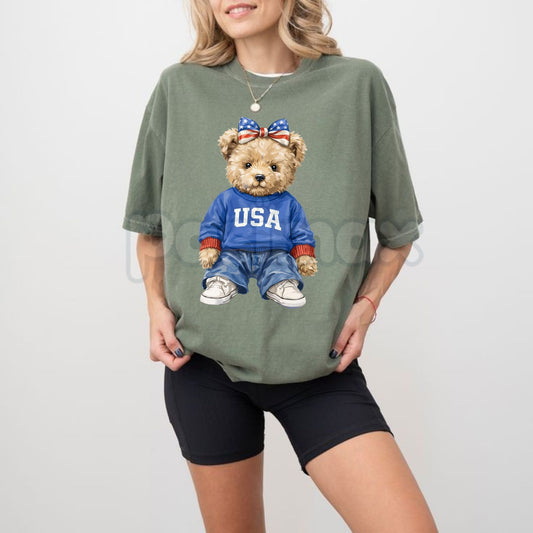 Comfort Colors® USA Bear T-Shirt – Trendy Mama Bear Patriotic Tee, Aesthetic American Wilderness Shirt, Retro 250th Anniversary USA 2026 Gift-Pasimax