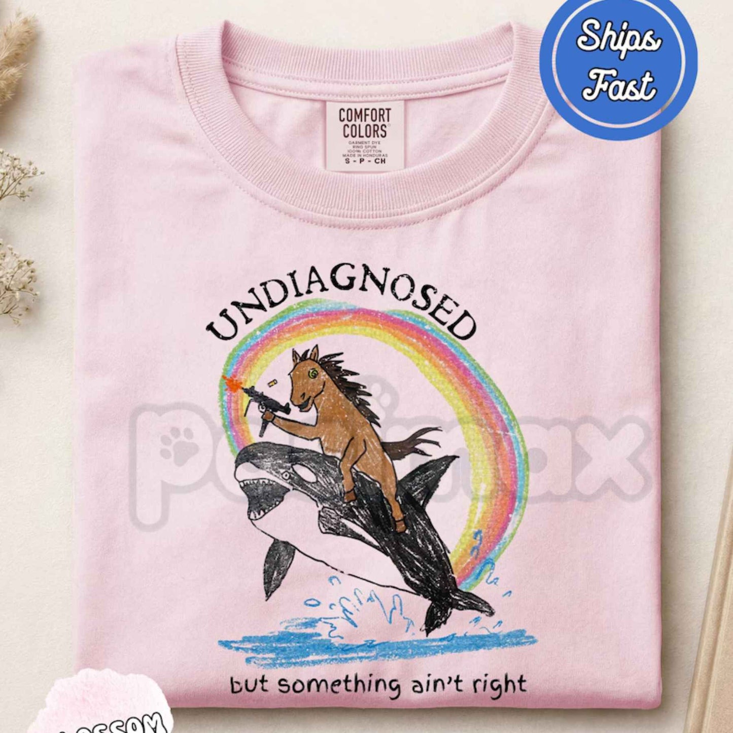 Comfort Colors® "Undiagnosed But Something Ain't Right" T-Shirt – Retro Vintage Sarcastic Mental Health Humor Graphic Tee, Relatable Unisex Top-Pasimax