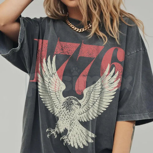 Comfort Colors® Vintage 1776 Bald Eagle 250th Anniversary T-Shirt – Retro USA Independence Day Graphic Tee, Aesthetic Patriotic American 4th of July Top-Pasimax