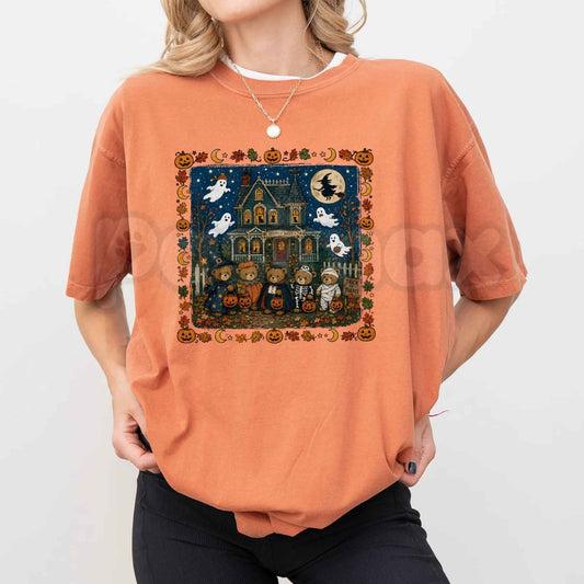 Comfort Colors® Vintage 90s "Trick or Treat Bears" Halloween T-Shirt – Retro Spooky Teddy Bear Graphic Tee, Whimsical Autumn Grunge Unisex Top-Pasimax