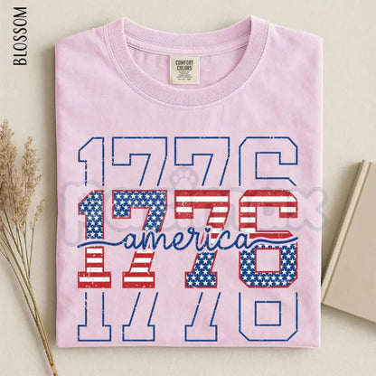 Comfort Colors® Vintage "America Day" T-Shirt – Retro 250th Anniversary Graphic Tee, 1776 Land Of The Free Independence Day Aesthetic Holiday Top-Pasimax