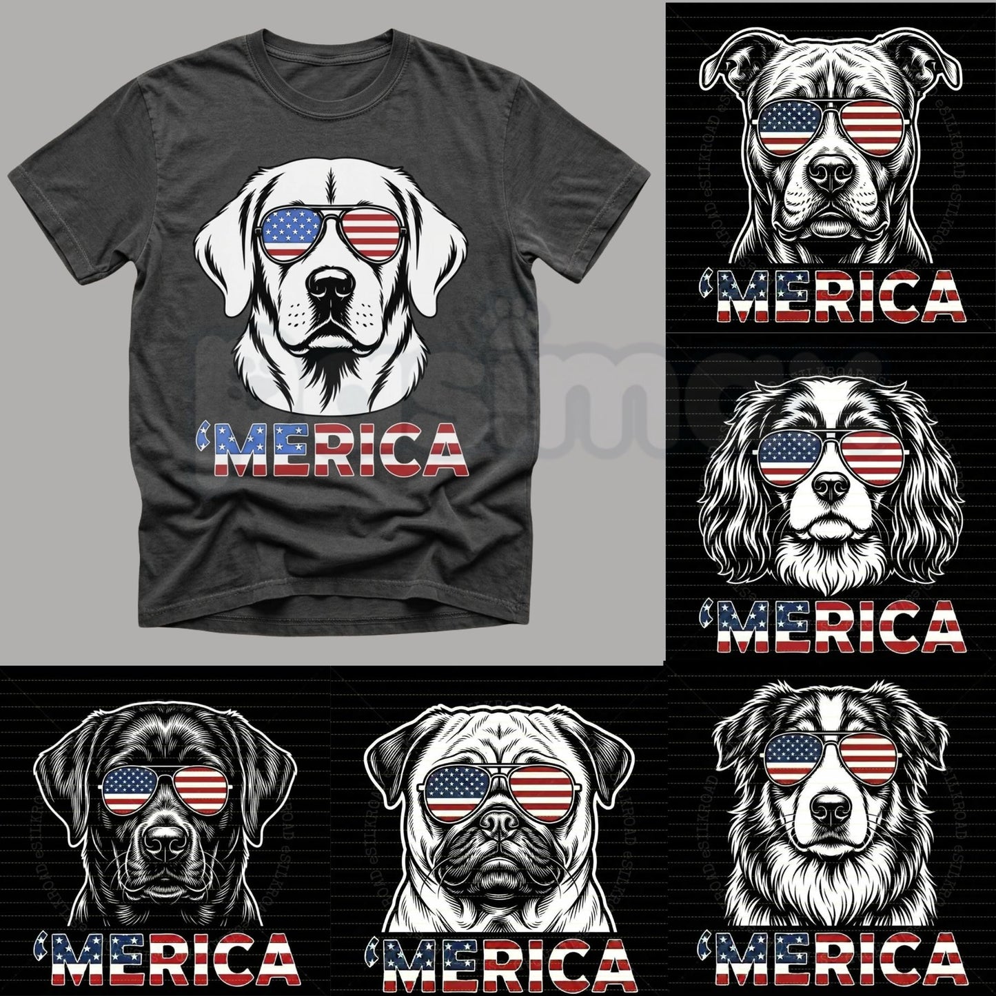 Comfort Colors® Vintage Dog 4th of July T-Shirt – Retro Patriotic Puppy Graphic Tee, Aesthetic Red White and Blue Dog Mom Dad Independence Day Top-Pasimax