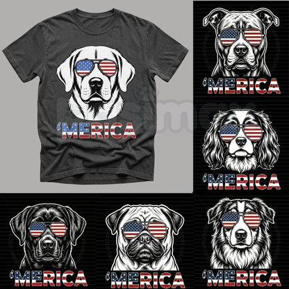 Comfort Colors® Vintage Dog 4th of July T-Shirt – Retro Patriotic Puppy Graphic Tee, Aesthetic Red White and Blue Dog Mom Dad Independence Day Top-Pasimax