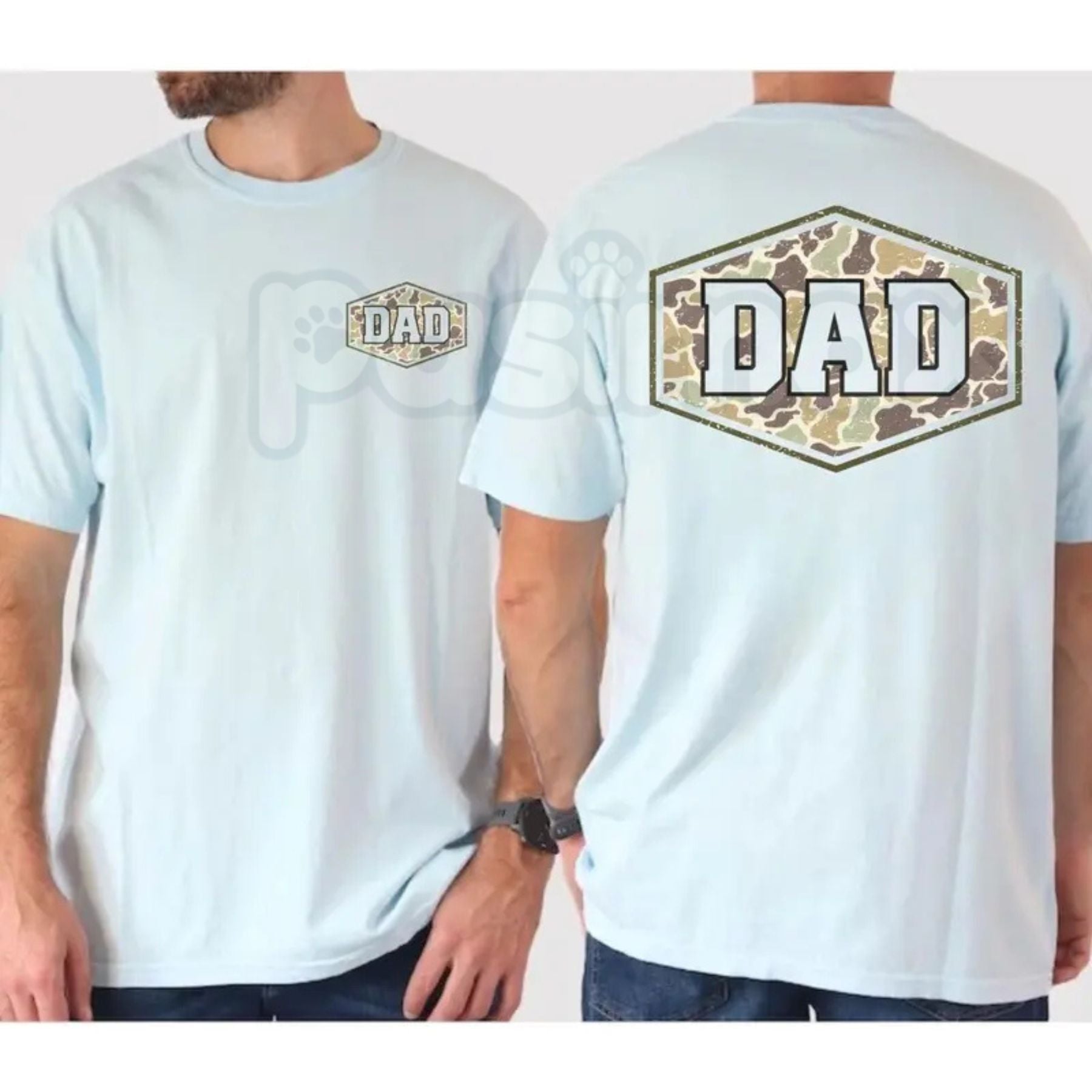 Comfort Colors® Vintage Duck Camo Dad T-Shirt – Retro Varsity Father's Day Gift Tee, Aesthetic Camouflage Outdoor Dad Unisex Shirt, Cool New Dad Gift-Pasimax