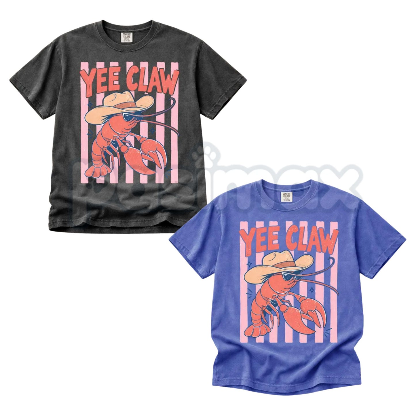 Comfort Colors® Vintage Lobster Cowboy T-Shirt – Trendy "Yee Claw" Western Beach Graphic Tee, Sarcastic Coastal Cowgirl Top, Funny Seafood Lover Gift-Pasimax