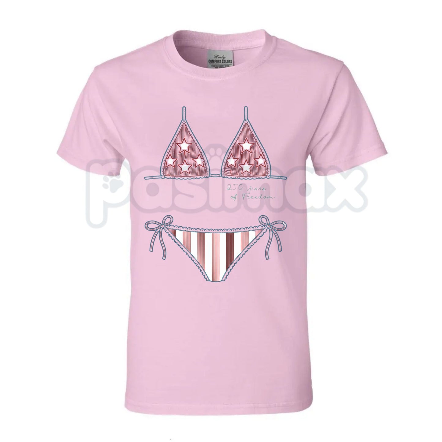 Comfort Colors® Vintage Preppy Bikini Top 4th of July T-Shirt – Retro America Graphic Tee, Trendy USA Aesthetic Patriotic Independence Day Top-Pasimax