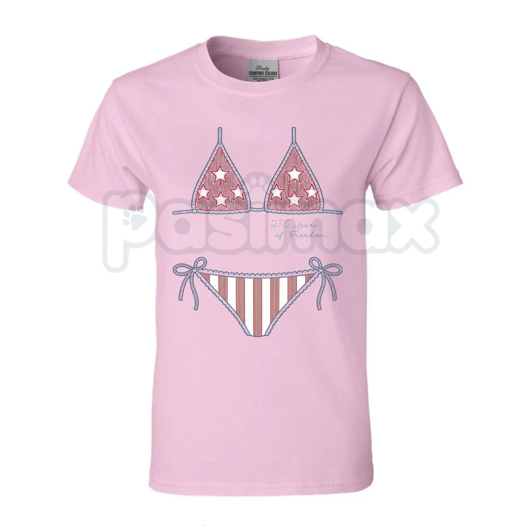 Comfort Colors® Vintage Preppy Bikini Top 4th of July T-Shirt – Retro America Graphic Tee, Trendy USA Aesthetic Patriotic Independence Day Top-Pasimax