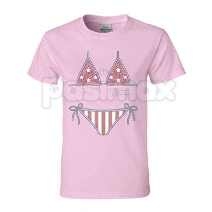 Comfort Colors® Vintage Preppy Bikini Top 4th of July T-Shirt – Retro America Graphic Tee, Trendy USA Aesthetic Patriotic Independence Day Top-Pasimax