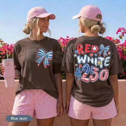 Comfort Colors® Vintage "Red White & 250" America 250th Anniversary T-Shirt – Retro Semiquincentennial Graphic Tee, Trendy Aesthetic Patriotic USA Top-Pasimax