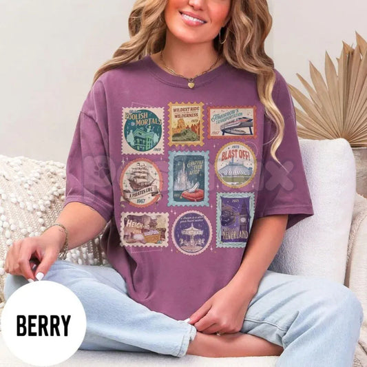 Comfort Colors® Vintage Theme Park Stamps T-Shirt – Retro 2026 Castle Family Matching Trip Shirt, Happy Ever After Land Graphic Tee, Wildest Ride Gift-Pasimax