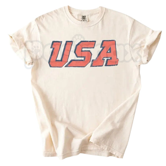 Comfort Colors® Vintage USA Patriotic T-Shirt – Retro 250th Birthday Graphic Tee, Red White and Blue Independence Day Aesthetic Holiday Top Gift-Pasimax