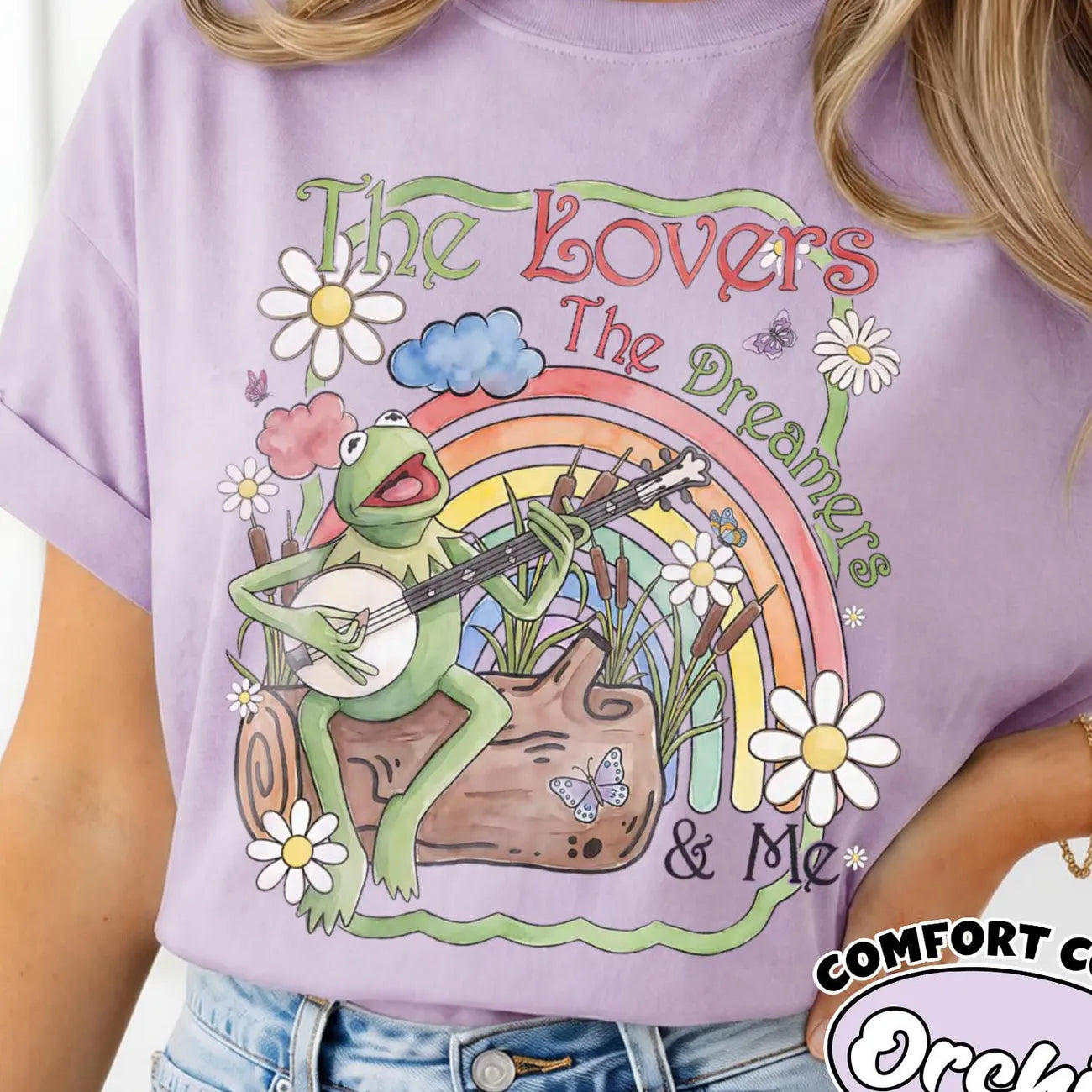Comfort Colors® Vintage Watercolor Kermit The Frog T-Shirt – Retro Rainbow Muppets Graphic Tee, Cute Aesthetic Pride Sunshine Top, Magic Nostalgia Gift-Pasimax