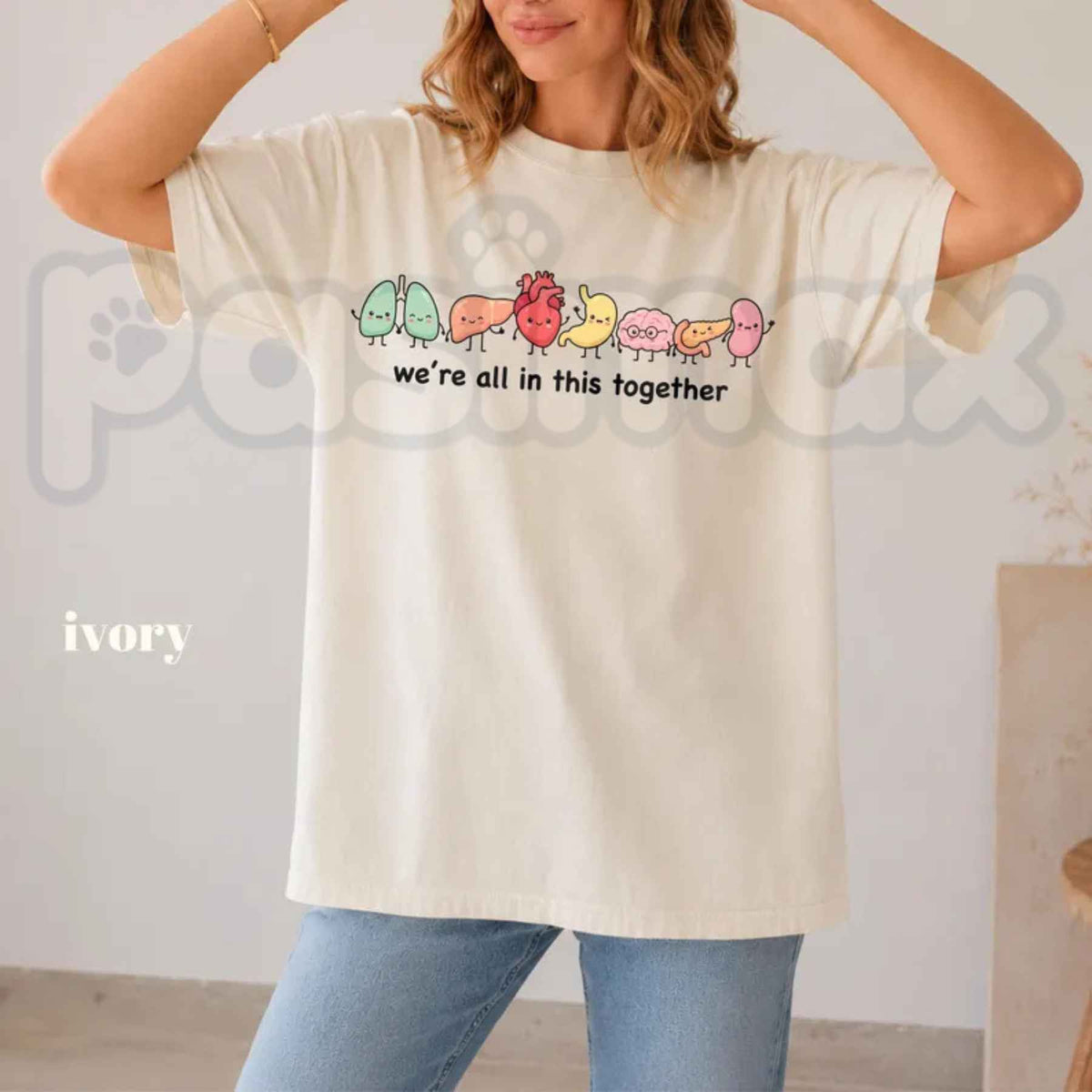 Comfort Colors® We’re All In This Together T-Shirt – Cute Organ Anatomy Graphic Tee, Medical Student & Healthcare Worker Unisex Top & Gift-Pasimax