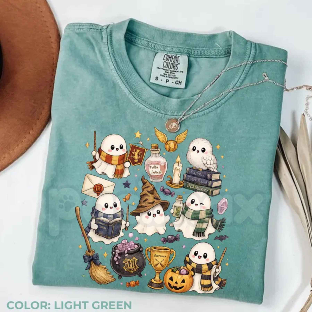 Comfort Colors® Wizard Ghost T-Shirt – Magical Halloween Graphic Tee, Fantasy Wizard World Inspired Unisex Top & Gift-Pasimax