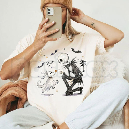 Comfort Colors® Zero Dog Boop Halloween Skeleton T-Shirt – Nightmare Before Christmas Matching Tee, Spooky Ghost Dog Disneyland Trip Unisex Top & Gift-Pasimax