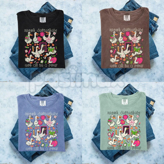 Comfort Colors® "Zero Ducks In A Row" Teacher T-Shirt – Silly Goose Back to School Tee, Funny Pre-K & Elementary Teacher Gift, Educator Chaos Coordinator Shirt-Pasimax