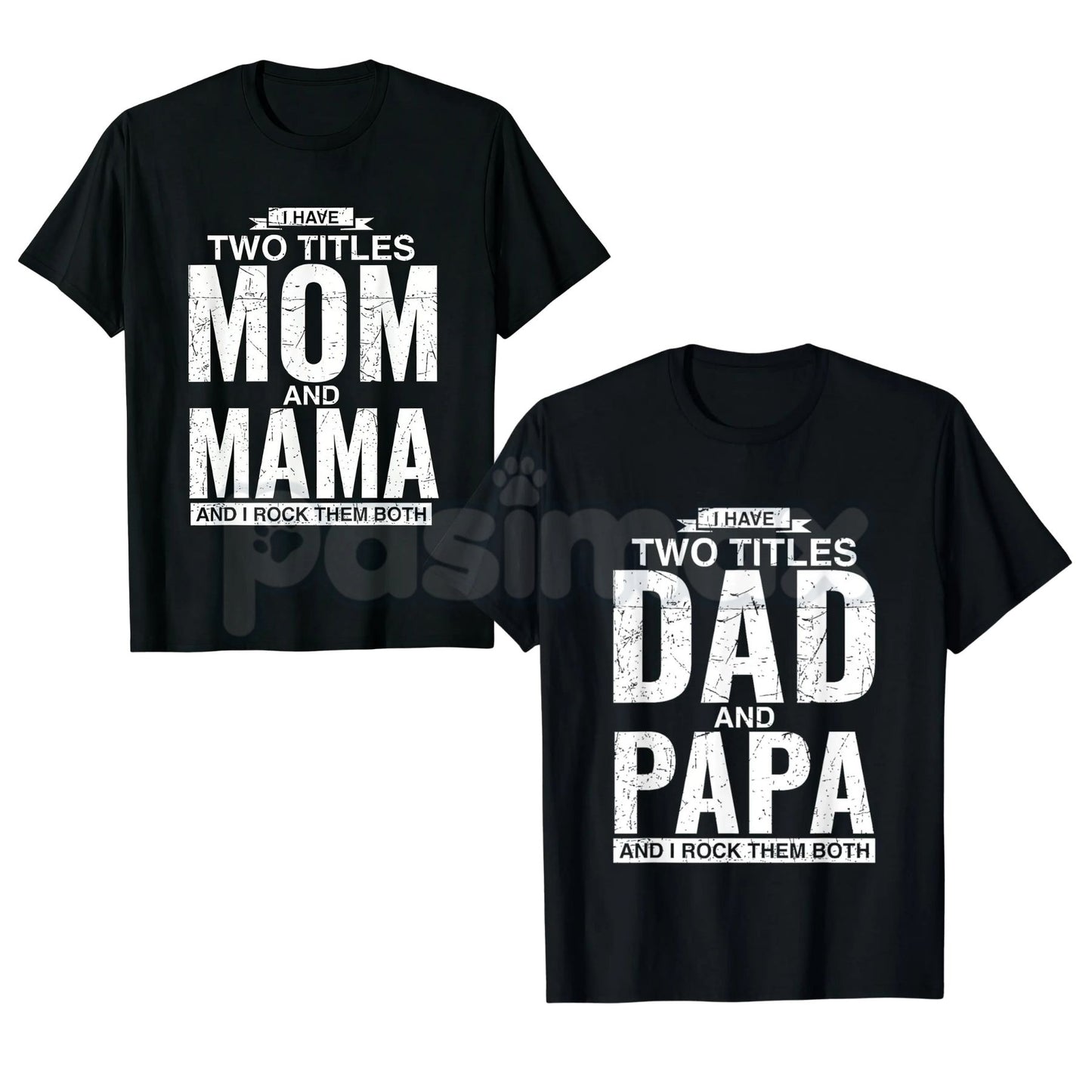 Cool Dad and Papa Double Title Rocking T-Shirt - Funny Father's Day Grandpa Tee, Vintage Style Papa Gift, New Grandparent Celebration Shirt-Pasimax