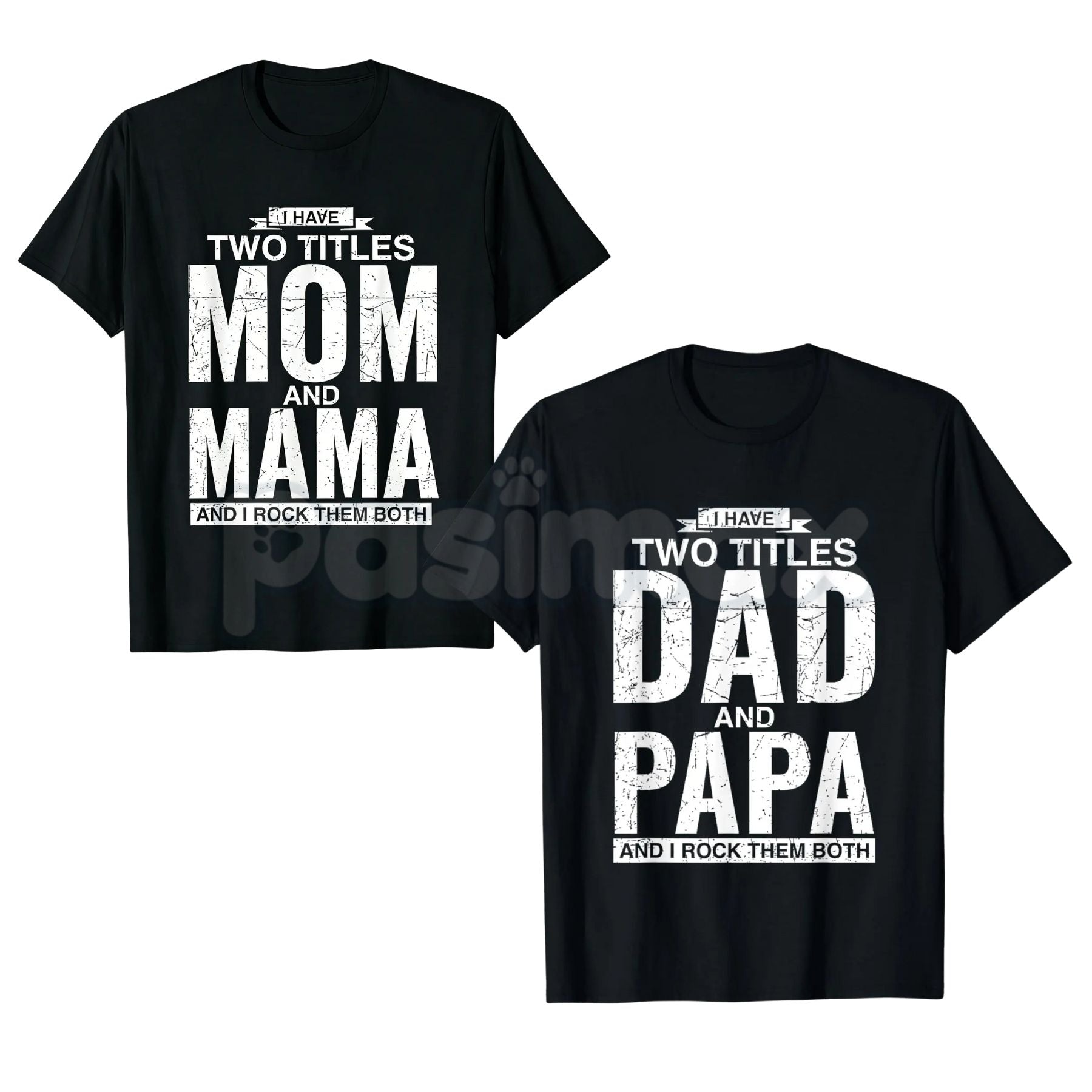 Cool Dad and Papa Double Title Rocking T-Shirt - Funny Father's Day Grandpa Tee, Vintage Style Papa Gift, New Grandparent Celebration Shirt-Pasimax