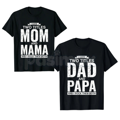 Cool Dad and Papa Double Title Rocking T-Shirt - Funny Father's Day Grandpa Tee, Vintage Style Papa Gift, New Grandparent Celebration Shirt-Pasimax