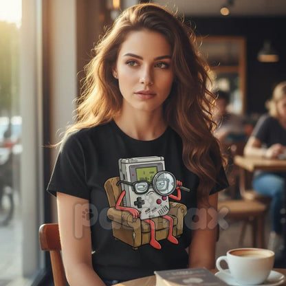 Cool Old Game Boy Detective Shirt - Retro Gaming Console Funny Cotton Graphic Tee, 8-Bit Detective Humor Apparel, Nostalgic Gaming Gift-Pasimax