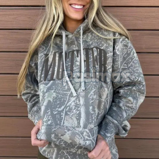 Core Camo Hoodie with MOTHER Graphic – Bold Unisex Streetwear Pullover, Classic Camouflage-Pasimax