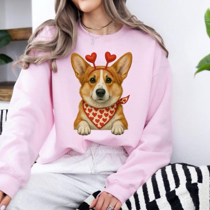 Valentine's Dog Sweatshirt | My Dog is My Valentine Crewneck | Retro Puppy Heart Graphic Jumper | Dog Mom Valentine's Day Gift