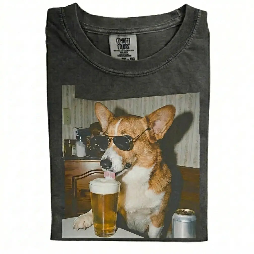 Comfort Colors® Custom Dog Breeds Drinking Beer T-Shirt – Vintage 90s Funny Edgy Dog Meme Tee, Aesthetic Retro Brewery Lover Dog Dad Gift Top