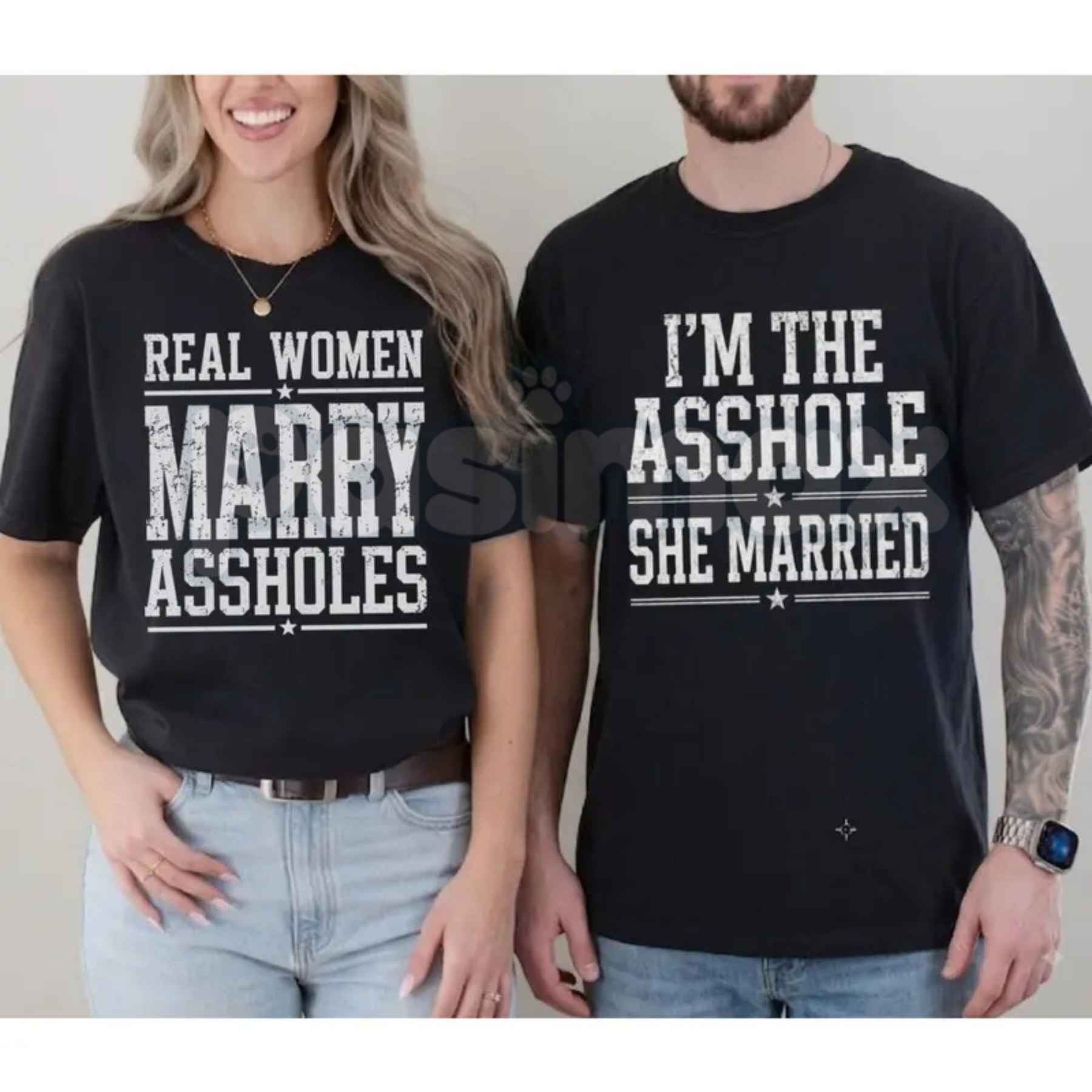 Couples Matching T-Shirts – Real Women Marry & I'm The She Married Funny Unisex Cotton Tees-Pasimax