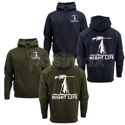 Coyote Night Life Hunting Hoodie – Predator Hunter Graphic Pullover, Night Vision & Thermal Hunting Gear, Men’s Rugged Outdoor Streetwear-Pasimax