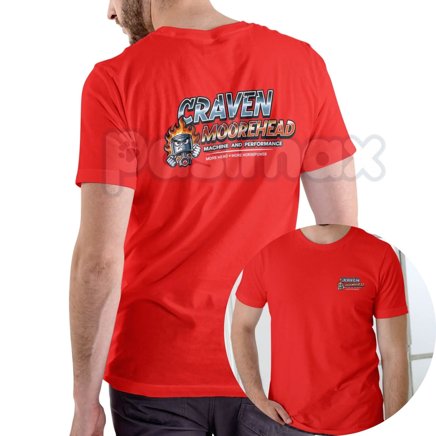 Craven Moorehead Machine and Performance T-Shirt - Funny Fake Name Shop Tee, Sarcastic Mechanic Graphic Shirt, Vintage Automotive Humor Apparel-Pasimax