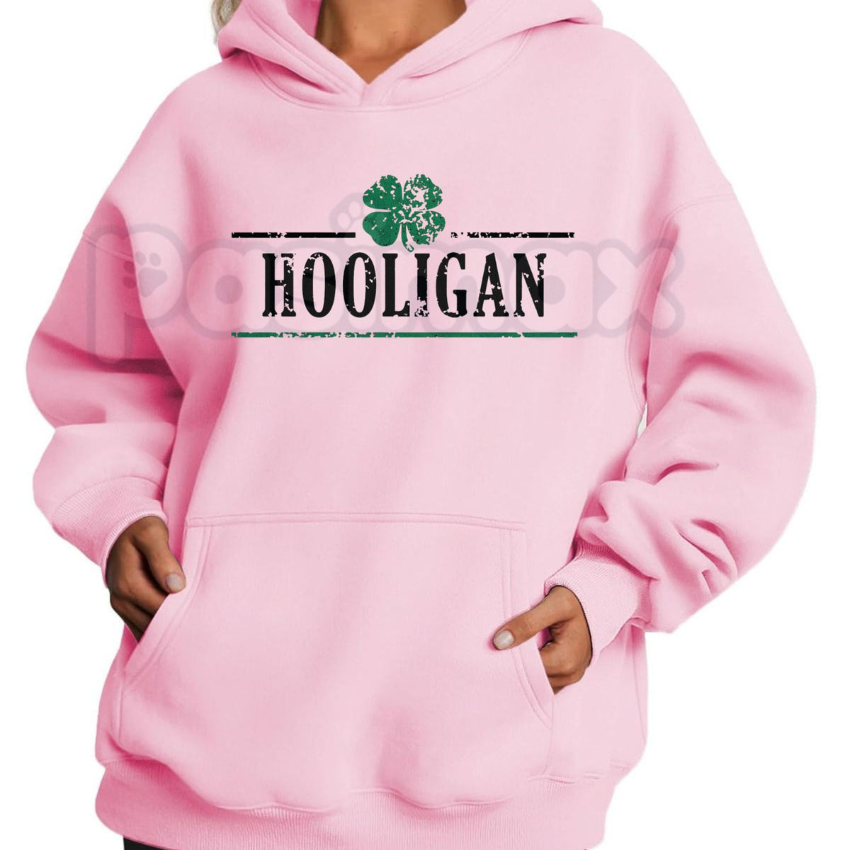 Crazy Dog Hooligan Shamrock Funny Saint St Patricks Day Hoodie – Irish Drinking Humor Pullover, Lucky Clover Party Sweatshirt, Unisex Heavy Blend-Pasimax