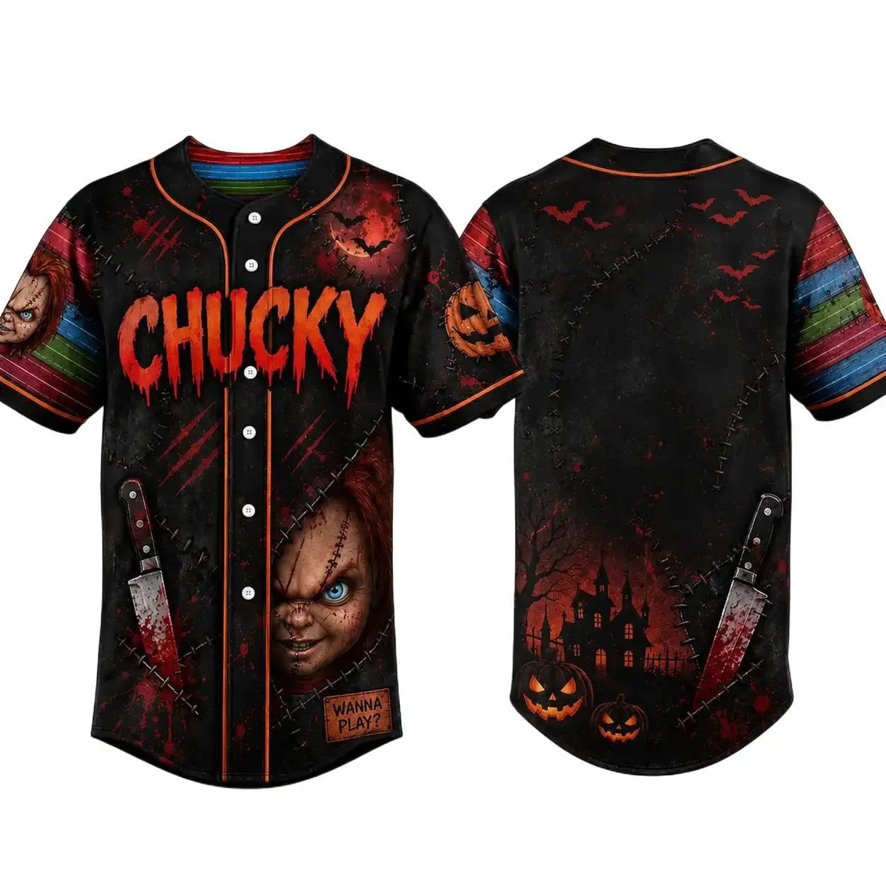 Horror Slasher Baseball Jersey – Classic Horror Movie Characters Shirt