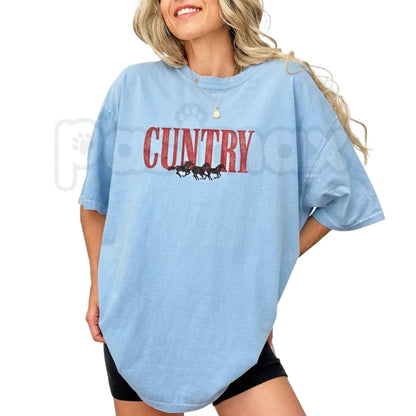 Cuntry Running Horses T-Shirt – Vintage Western Country Unisex Cotton Graphic Tee-Pasimax