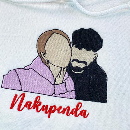 Custom Embroidered Anniversary Sweatshirts & Hoodies - Personalized Full-Color Couple Portrait