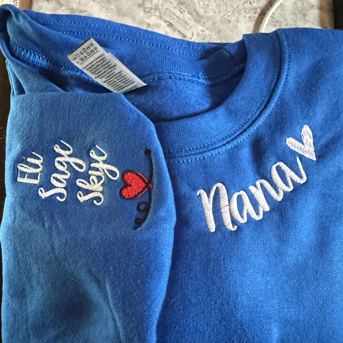 Custom Embroidered Aunt Sweatshirt Hoodie with Names on The Sleeve